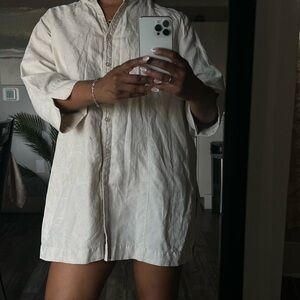 Karen Scott Cream Button-Up Shirt Dress